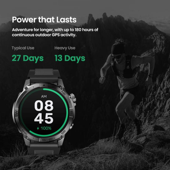 Zeblaze Stratos 2 Plus 1.43 inch Screen 3 ATM Health and Fitness GPS Smart Watch(Graphite Black)