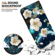 For iPhone 16e Crystal Texture Colored Drawing Leather Phone Case(Magnolia)
