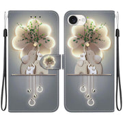 For iPhone 16e Crystal Texture Colored Drawing Leather Phone Case(Elephants)