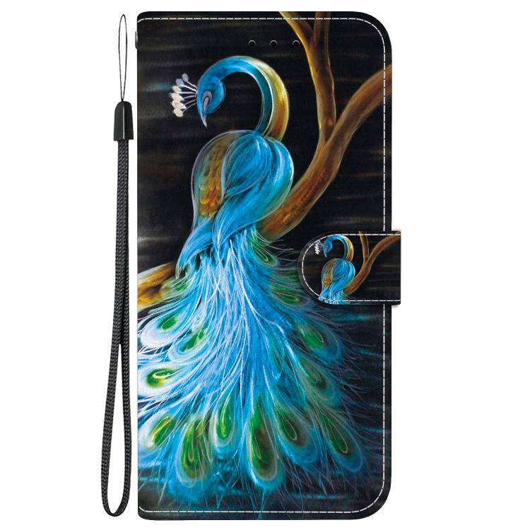 For iPhone 16e Crystal Texture Colored Drawing Leather Phone Case(Peacock) - iPhone 16e Cases by PMC TechLife | Online Shopping South Africa | PMC TechLife | Buy Now Pay Later Mobicred