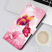 For iPhone 16e Crystal Texture Colored Drawing Leather Phone Case(Pink Butterflies)