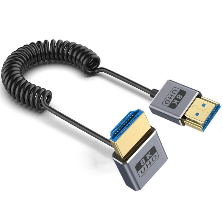 0.7m Coiled Coaxial 8K 48Gbps HDMI 2.1 Cable, Port:Upward Bend - Cable by PMC TechLife | Online Shopping South Africa | PMC TechLife | Buy Now Pay Later Mobicred