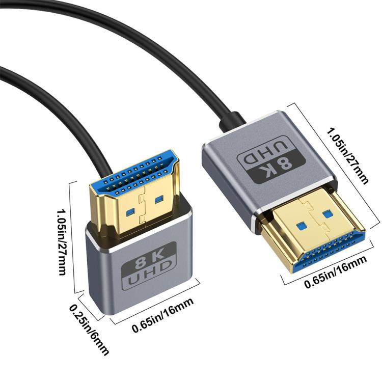 0.7m Coiled Coaxial 8K 48Gbps HDMI 2.1 Cable, Port:Downward Bend