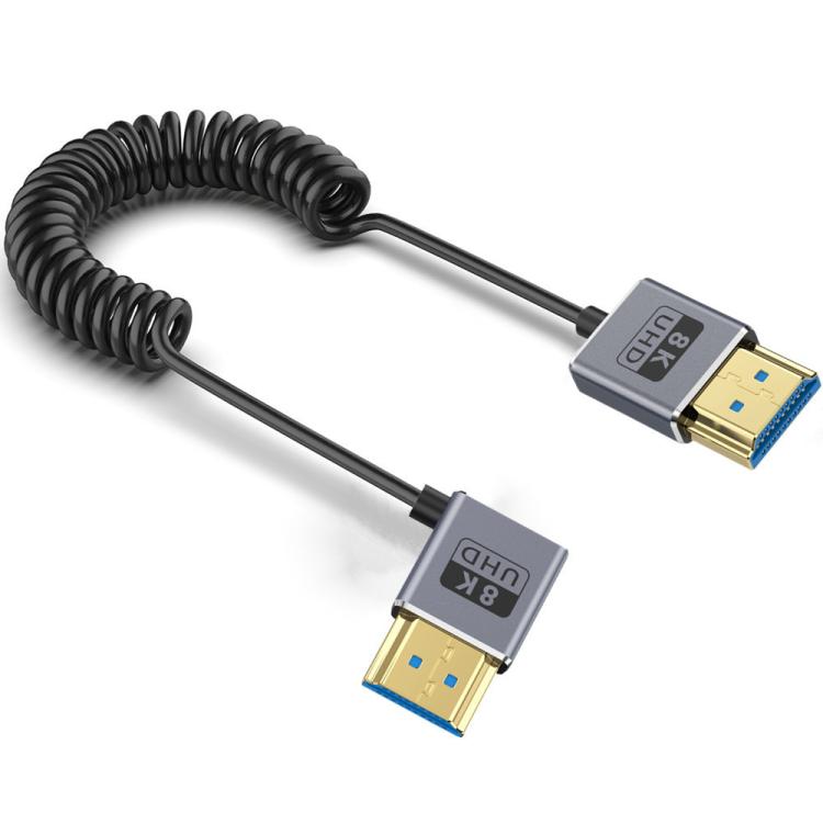 0.7m Coiled Coaxial 8K 48Gbps HDMI 2.1 Cable, Port:Right Bend - Cable by PMC TechLife | Online Shopping South Africa | PMC TechLife | Buy Now Pay Later Mobicred