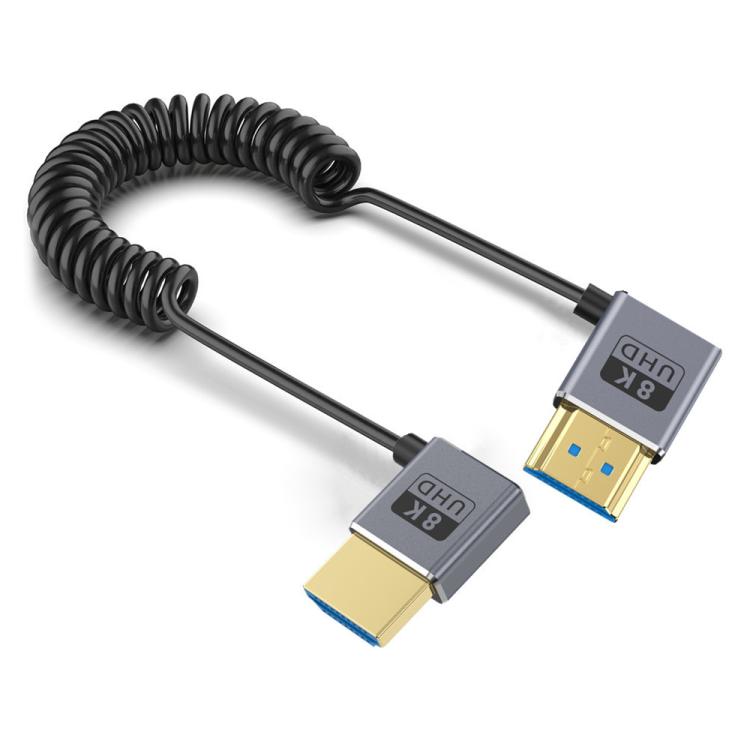 0.7m Coiled Coaxial 8K 48Gbps HDMI 2.1 Cable, Port:Right to Left Elbow - Cable by PMC TechLife | Online Shopping South Africa | PMC TechLife | Buy Now Pay Later Mobicred