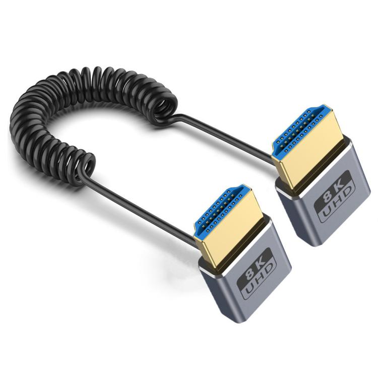 0.7m Coiled Coaxial 8K 48Gbps HDMI 2.1 Cable, Port:Up to Up Elbow - Cable by PMC TechLife | Online Shopping South Africa | PMC TechLife | Buy Now Pay Later Mobicred