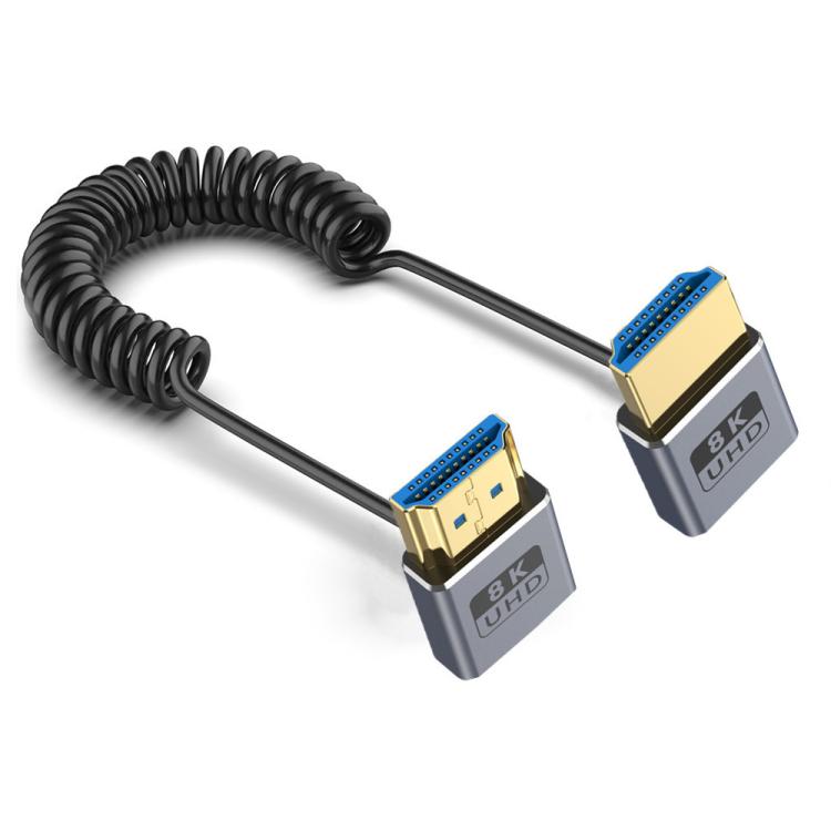 0.7m Coiled Coaxial 8K 48Gbps HDMI 2.1 Cable, Port:Up to Down Elbow - Cable by PMC TechLife | Online Shopping South Africa | PMC TechLife | Buy Now Pay Later Mobicred