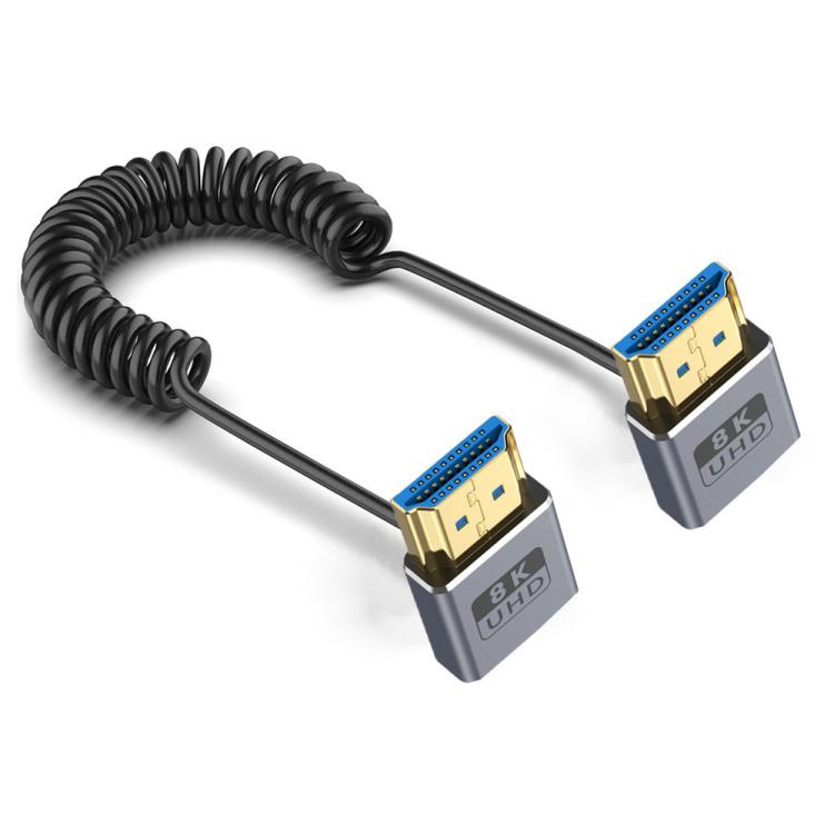 0.7m Coiled Coaxial 8K 48Gbps HDMI 2.1 Cable, Port:Down to Down Elbow - Cable by PMC TechLife | Online Shopping South Africa | PMC TechLife | Buy Now Pay Later Mobicred