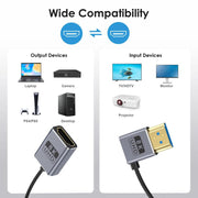 0.7m Coiled Coaxial 8K 48Gbps HDMI 2.1 Cable, Port:Male to Female Right Elbow