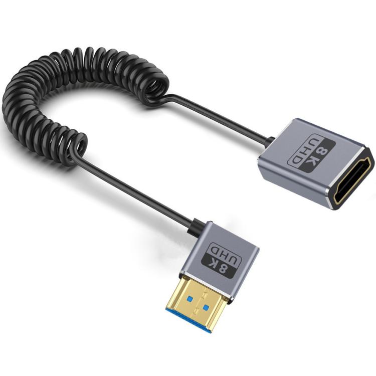 0.7m Coiled Coaxial 8K 48Gbps HDMI 2.1 Cable, Port:Male to Female Right Elbow - Cable by PMC TechLife | Online Shopping South Africa | PMC TechLife | Buy Now Pay Later Mobicred