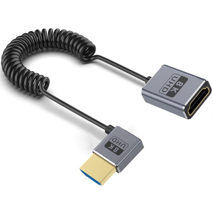 0.7m Coiled Coaxial 8K 48Gbps HDMI 2.1 Cable, Port:Male to Female Left Elbow - Cable by PMC TechLife | Online Shopping South Africa | PMC TechLife | Buy Now Pay Later Mobicred
