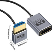 0.7m Coiled Coaxial 8K 48Gbps HDMI 2.1 Cable, Port:Male to Female Up Elbow