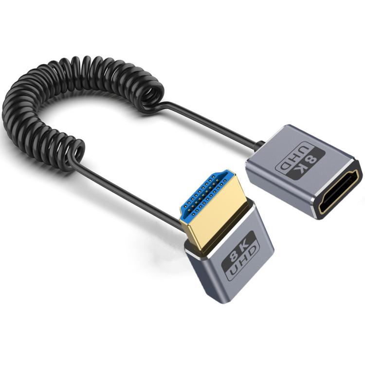 0.7m Coiled Coaxial 8K 48Gbps HDMI 2.1 Cable, Port:Male to Female Up Elbow - Cable by PMC TechLife | Online Shopping South Africa | PMC TechLife | Buy Now Pay Later Mobicred