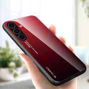 For Samsung Galaxy S25 5G Gradient Color Glass Phone Case(Red Black)