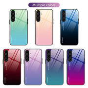 For Samsung Galaxy S25+ 5G Gradient Color Glass Phone Case(Pink Purple)