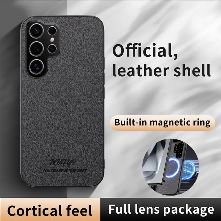 For Samsung Galaxy S25 Ultra 5G HUIYI Leather Magnetic Phone Case(White) - Galaxy S25 Ultra 5G Cases by PMC Jewellery | Online Shopping South Africa | PMC Jewellery | Buy Now Pay Later Mobicred