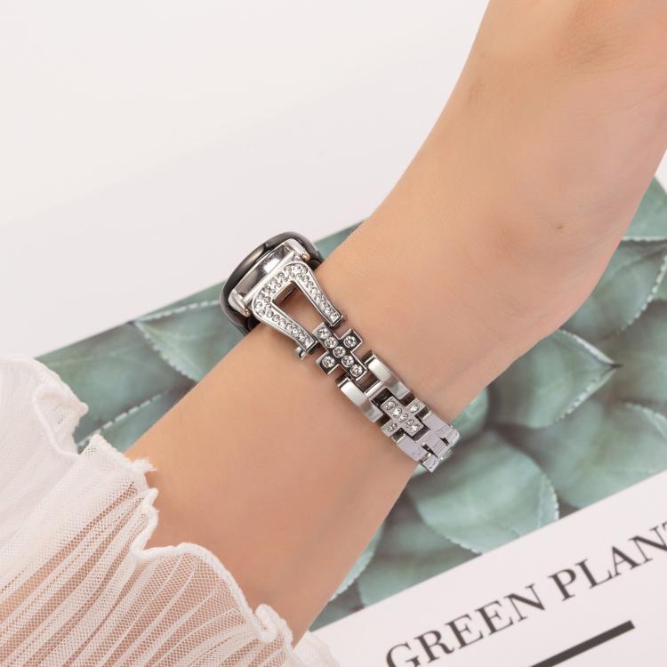 For Xiaomi Smart Band 9 / 8 U-shaped Diamond Bracelet Metal Watch Band(Silver)
