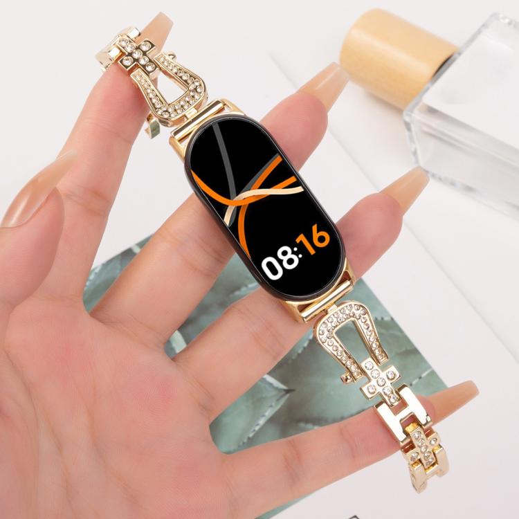 For Xiaomi Smart Band 9 / 8 U-shaped Diamond Bracelet Metal Watch Band(Gold) - free shipping - PMC TechLife - Order now!