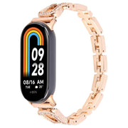 For Xiaomi Smart Band 9 / 8 U-shaped Diamond Bracelet Metal Watch Band(Rose Gold)