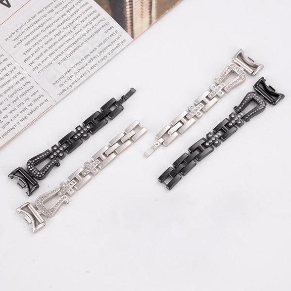 For Xiaomi Smart Band 9 / 8 U-shaped Diamond Bracelet Metal Watch Band(Silver)