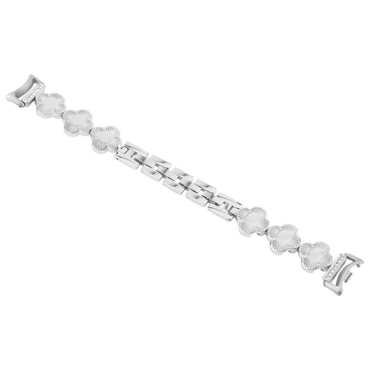For Xiaomi Smart Band 9 / 8 Four-petaled Flower Diamond Bracelet Metal Watch Band(Silver)