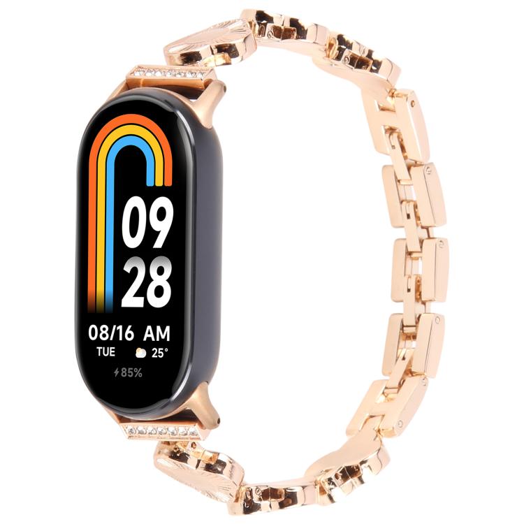 For Xiaomi Smart Band 9 / 8 Four-petaled Flower Diamond Bracelet Metal Watch Band(Rose Gold) - free shipping - PMC TechLife - Order now!