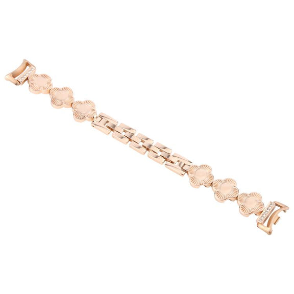 For Xiaomi Smart Band 9 / 8 Four-petaled Flower Diamond Bracelet Metal Watch Band(Rose Gold)