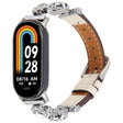 For Xiaomi Smart Band 9 / 8 Metal Diamond Leather Bracelet Watch Band(Silver Creamy White) - Watch Bands by PMc TechLife | Online Shopping South Africa | PMc TechLife | Buy Now Pay Later Mobicred