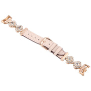 For Xiaomi Smart Band 9 / 8 Metal Diamond Leather Bracelet Watch Band(Rose Gold Pink)