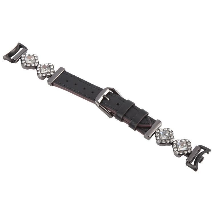 For Xiaomi Smart Band 9 / 8 Metal Diamond Leather Bracelet Watch Band(Black)