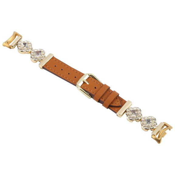 For Xiaomi Smart Band 9 / 8 Metal Diamond Leather Bracelet Watch Band(Gold Brown)