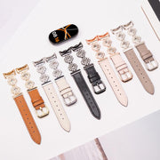 For Xiaomi Smart Band 9 / 8 Metal Diamond Leather Bracelet Watch Band(Starlight Grey)