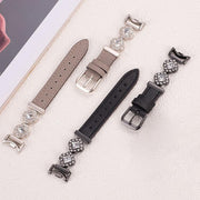 For Xiaomi Smart Band 9 / 8 Metal Diamond Leather Bracelet Watch Band(Gold Brown)