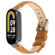 For Xiaomi Smart Band 9 / 8 Silver Metal Connector Genuine Leather Watch Band(Brown) - free shipping - PMc TechLife - Order now!