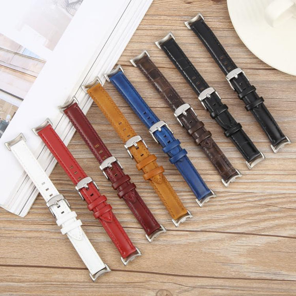 For Xiaomi Smart Band 9 / 8 Silver Metal Connector Genuine Leather Watch Band(Black)