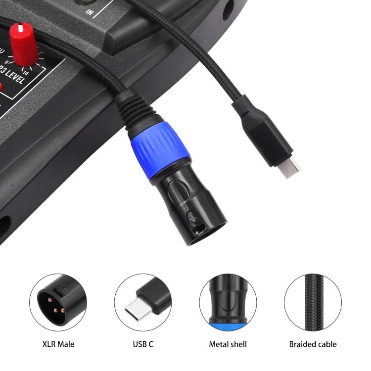 TY015 Type-C Male to XLR Male Stereo Output Audio Cable, Length:1m(Black Blue) - Microphone Audio Cable & Connector by PMC TechLife | Online Shopping South Africa | PMC TechLife | Buy Now Pay Later Mobicred