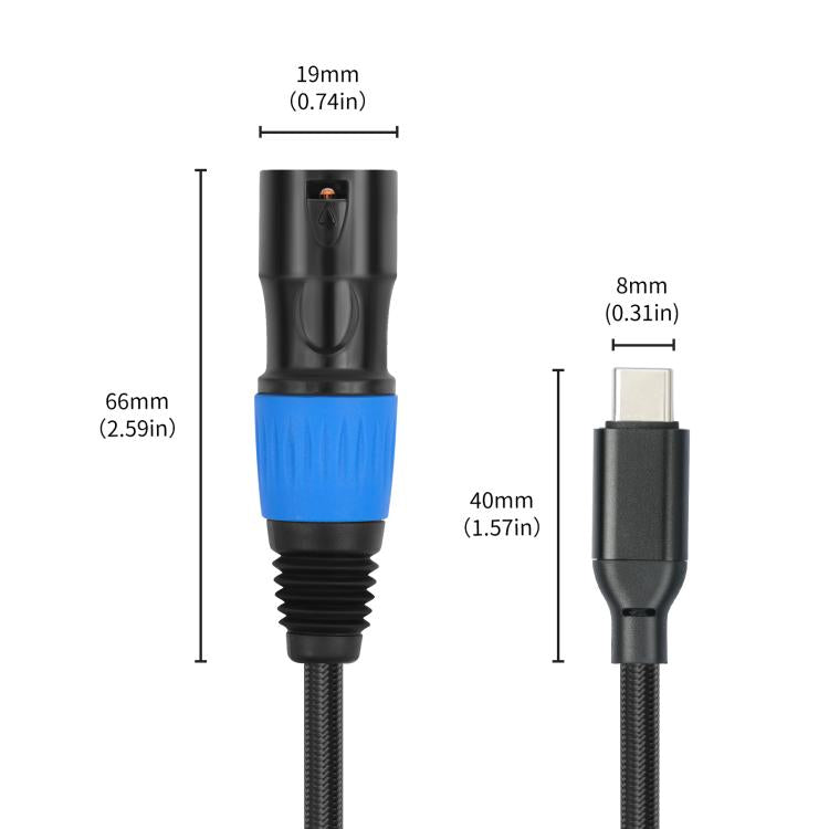 TY015 Type-C Male to XLR Male Stereo Output Audio Cable, Length:3m(Black Blue) - Microphone Audio Cable & Connector by PMC TechLife | Online Shopping South Africa | PMC TechLife | Buy Now Pay Later Mobicred
