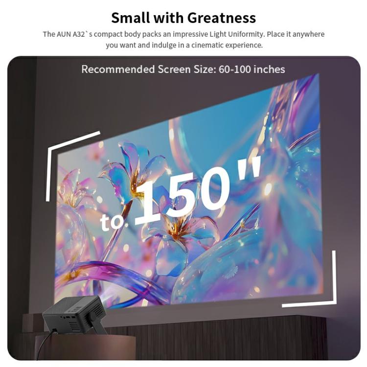 AUN A32 1280x720P 200ANSI D3100 CPU WIFI Display Smart Projector, AU Plug(Black) - LED Projector by AUN | Online Shopping South Africa | PMC Jewellery | Buy Now Pay Later Mobicred