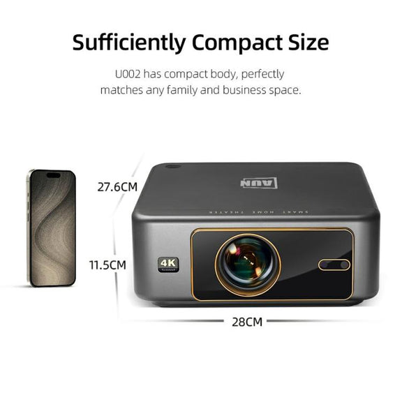 AUN U002 1920x1080P 970ANSI Android 12 Home Theater Smart Projector, EU Plug(Dark Grey)