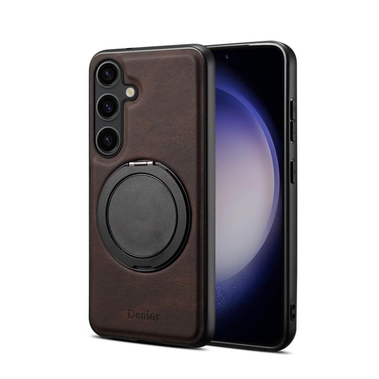 For Samsung Galaxy S25 5G Denior A14 Skin Feel Rotating Holder MagSafe Phone Case(Brown) - free shipping - PMC Jewellery - Order now!