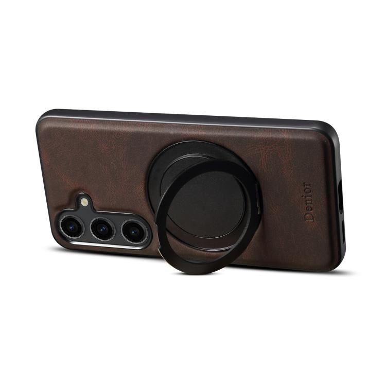 For Samsung Galaxy S25 5G Denior A14 Skin Feel Rotating Holder MagSafe Phone Case(Brown) - free shipping - PMC Jewellery - Order now!