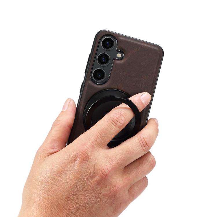 For Samsung Galaxy S25 5G Denior A14 Skin Feel Rotating Holder MagSafe Phone Case(Brown) - free shipping - PMC Jewellery - Order now!