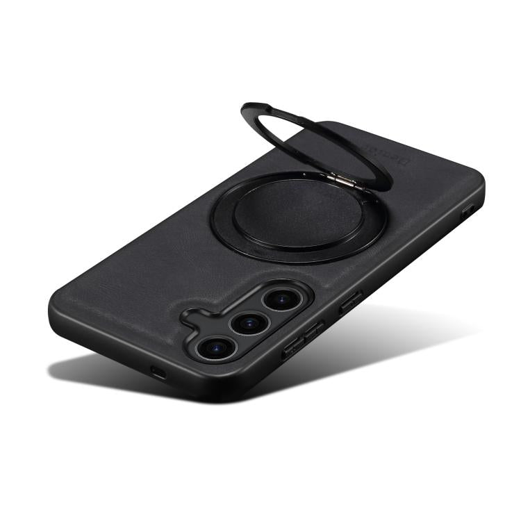 For Samsung Galaxy S25 5G Denior A14 Skin Feel Rotating Holder MagSafe Phone Case(Black) - free shipping - PMC Jewellery - Order now!