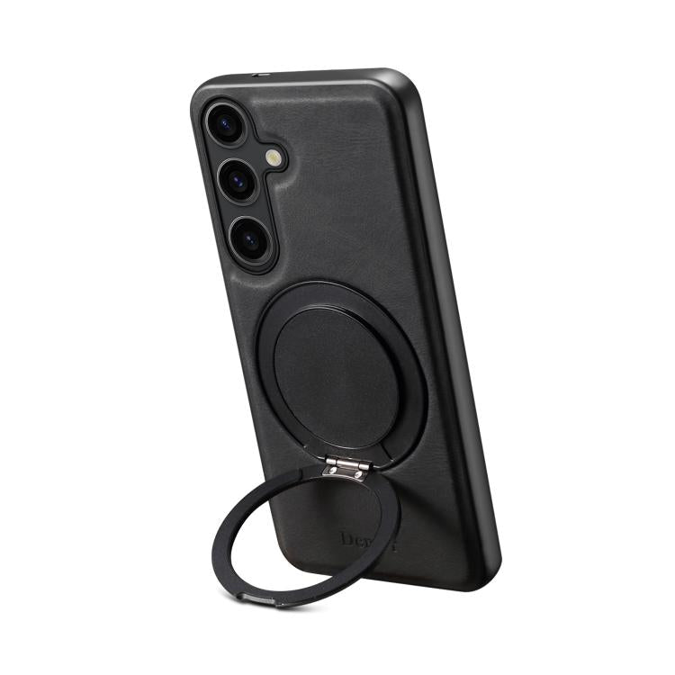 For Samsung Galaxy S25 5G Denior A14 Skin Feel Rotating Holder MagSafe Phone Case(Black) - free shipping - PMC Jewellery - Order now!