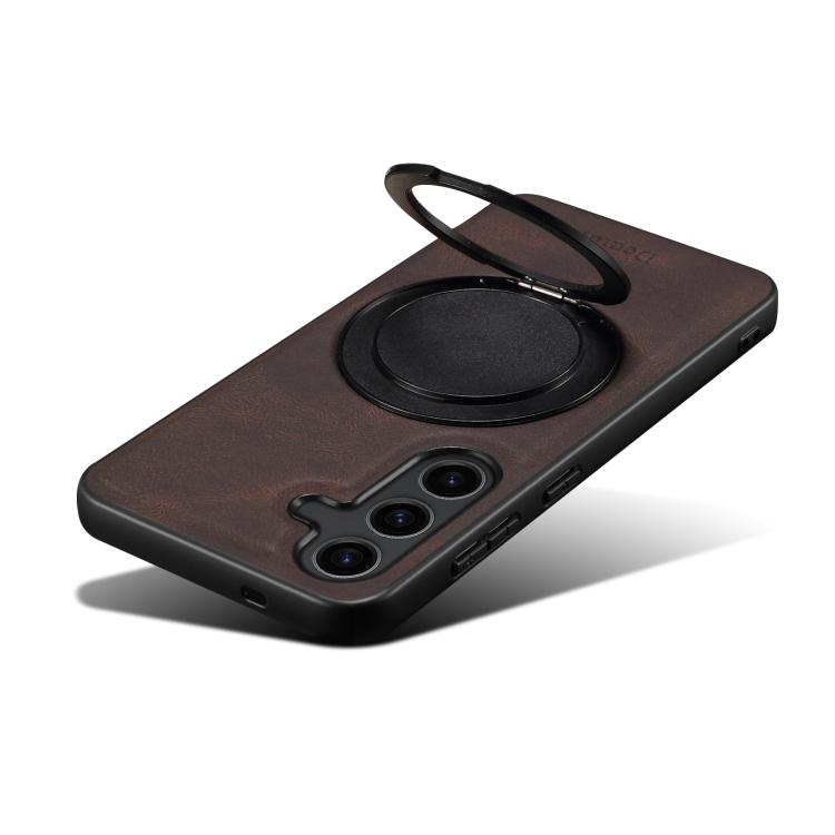 For Samsung Galaxy S25+ 5G Denior A14 Skin Feel Rotating Holder MagSafe Phone Case(Brown) - free shipping - PMC Jewellery - Order now!