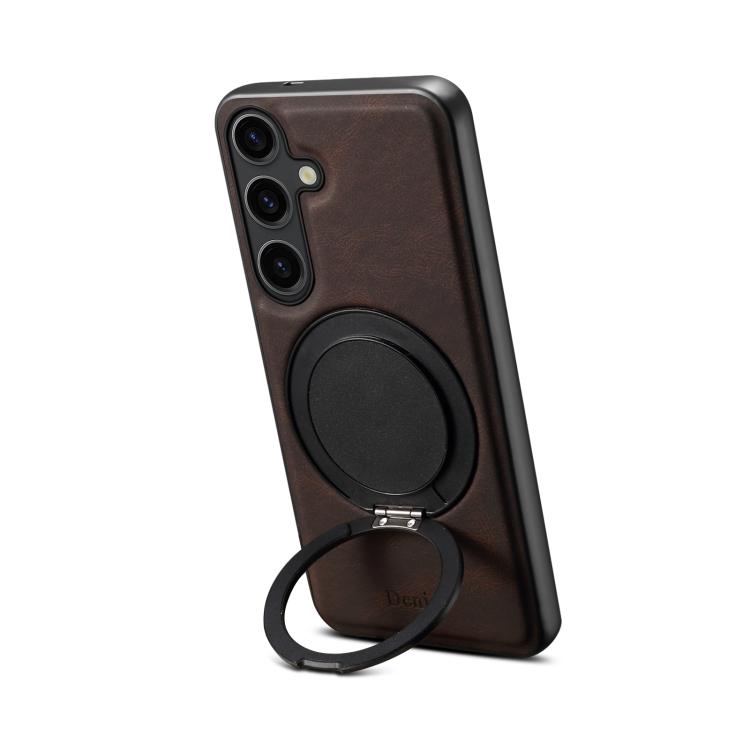 For Samsung Galaxy S25+ 5G Denior A14 Skin Feel Rotating Holder MagSafe Phone Case(Brown) - free shipping - PMC Jewellery - Order now!