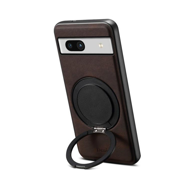 For Google Pixel 7a Denior A14 Skin Feel Rotating Holder MagSafe Phone Case(Brown)