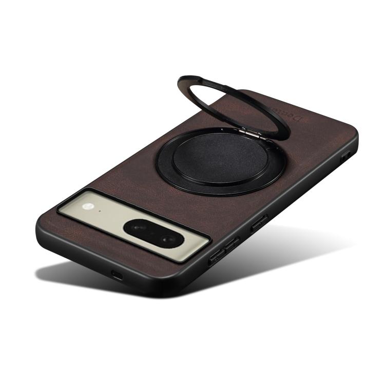 For Google Pixel 8 Denior A14 Skin Feel Rotating Holder MagSafe Phone Case(Brown)