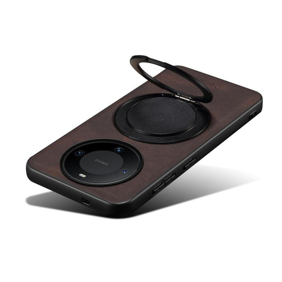 For Huawei Mate 60 Denior A14 Skin Feel Rotating Holder MagSafe Phone Case(Brown)