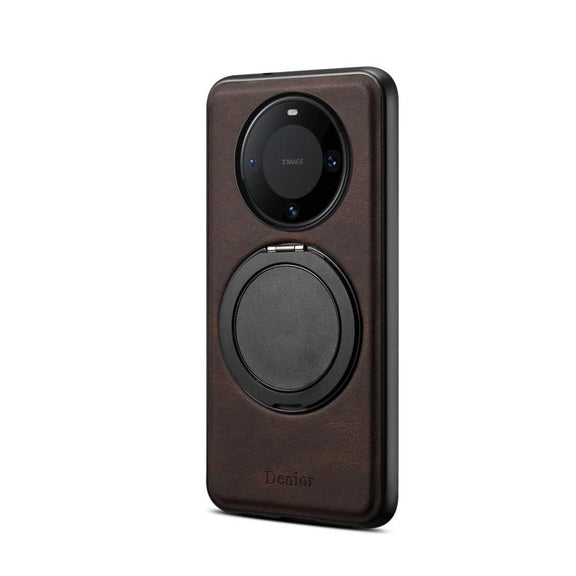 For Huawei Mate 60 Pro / 60 Pro+ Denior A14 Skin Feel Rotating Holder MagSafe Phone Case(Brown)